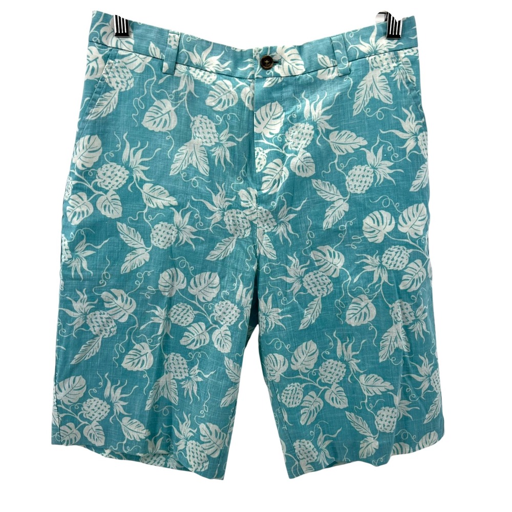 Brooks Brothers x Reyn Spooner Kids Turquoise Pineapple Shorts Size 18 NEW